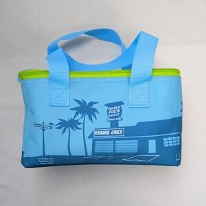 Trader Joes Mini Insulated Cooler Bag Blue Lime Green Pasadena 1967 Lunch Tote